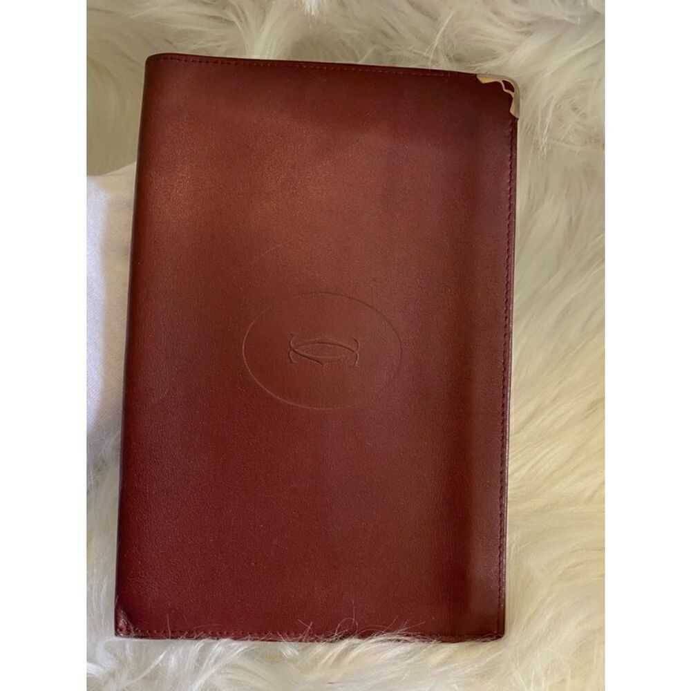 🛍️ Cartier Must de Cartier 21 Bordeaux Leather Clutch/Pouch Bag Circa 1990s - Picture 7 of 15